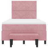 Letto a molle con materasso Rosa 120 x 190 cm Velluto