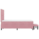 Letto a molle con materasso Rosa 120 x 190 cm Velluto