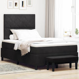 Letto a molle con materasso Nero 120 x 200 cm Velluto
