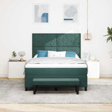 Letto a molle con testiera Verde Scuro 190 x 140 cm Velluto