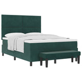 Letto a molle con testiera Verde Scuro 190 x 140 cm Velluto