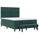 Letto a molle con testiera Verde Scuro 190 x 140 cm Velluto