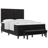 Letto a molle con materasso Nero 140 x 200 cm Velluto
