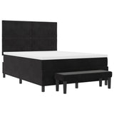 Letto a molle con materasso Nero 140 x 200 cm Velluto