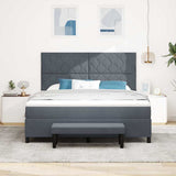 Letto a molle con materasso Grigio scuro 180 x 200 cm Velluto