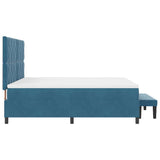 Letto a molle con materasso Blu scuro 180 x 200 cm Velluto