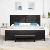 Letto a molle con materasso Nero 200 x 200 cm Velluto