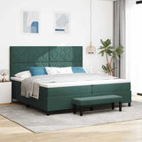 Letto a molle con materasso Verde Scuro 200 x 200 cm Velluto