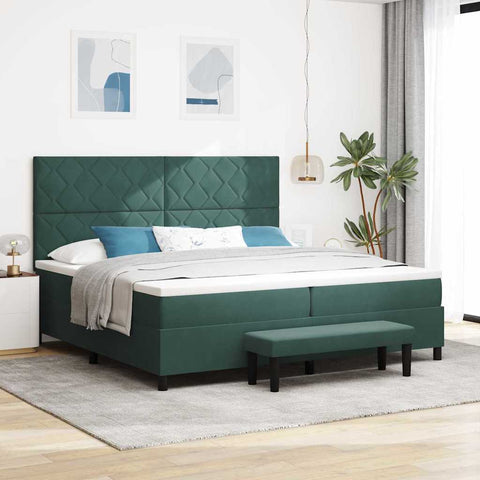 Letto a molle con materasso Verde Scuro 200 x 200 cm Velluto