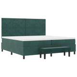 Letto a molle con materasso Verde Scuro 200 x 200 cm Velluto