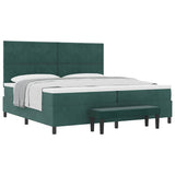 Letto a molle con materasso Verde Scuro 200 x 200 cm Velluto