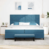 Letto a molle con testiera Blu scuro 200 x 200 cm Velluto