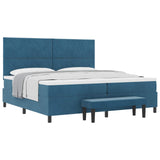 Letto a molle con testiera Blu scuro 200 x 200 cm Velluto