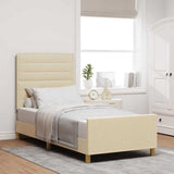 Struttura del letto con testiera Crema 90 x 200 cm Tessuto