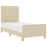 Struttura del letto con testiera Crema 90 x 200 cm Tessuto