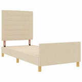 Struttura del letto con testiera Crema 90 x 200 cm Tessuto