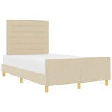 Struttura del letto con testiera Crema 120 x 200 cm Tessuto