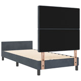 Letto a molle con testiera Grigio scuro 90 x 200 cm Velluto