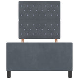 Letto a molle con testiera Grigio scuro 90 x 200 cm Velluto