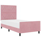 Letto a molle con testiera Rosa 100 x 200 cm Velluto