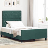 Letto a molle con testiera Verde Scuro 120 x 200 cm Velluto