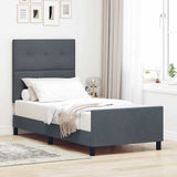 Letto a molle con testiera Grigio scuro 90 x 190 cm Velluto
