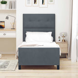 Letto a molle con testiera Grigio scuro 90 x 190 cm Velluto