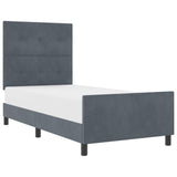 Letto a molle con testiera Grigio scuro 90 x 190 cm Velluto