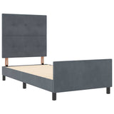 Letto a molle con testiera Grigio scuro 90 x 190 cm Velluto
