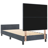 Letto a molle con testiera Grigio scuro 90 x 190 cm Velluto