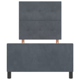 Letto a molle con testiera Grigio scuro 90 x 190 cm Velluto