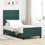 Letto a molle con testiera Verde Scuro 90 x 190 cm Velluto