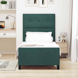 Letto a molle con testiera Verde Scuro 90 x 190 cm Velluto
