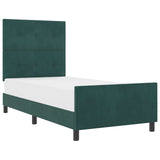 Letto a molle con testiera Verde Scuro 90 x 190 cm Velluto