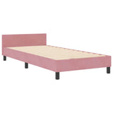 Letto a molle con testiera Rosa 90 x 190 cm Velluto
