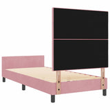 Letto a molle con testiera Rosa 90 x 190 cm Velluto