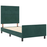 Letto a molle con testiera Verde Scuro 90 x 200 cm Velluto