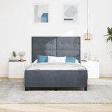 Letto a molle con testiera Grigio scuro 140 x 190 cm Velluto