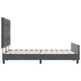 Letto a molle con testiera Grigio scuro 140 x 190 cm Velluto