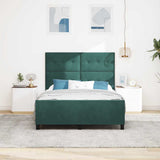 Letto a molle con testiera Verde Scuro 140 x 190 cm Velluto