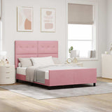 Letto a molle con testiera Rosa 140 x 190 cm Velluto