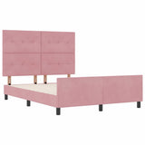Letto a molle con testiera Rosa 140 x 190 cm Velluto