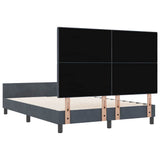 Letto a molle con testiera Grigio scuro 140 x 200 cm Velluto