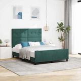 Letto a molle con testiera Verde Scuro 140 x 200 cm Velluto