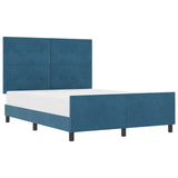 Letto a molle con testiera Blu Scuro 140 x 200 cm Velluto