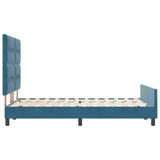Letto a molle con testiera Blu Scuro 140 x 200 cm Velluto