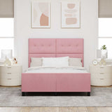 Letto a molle con testiera Rosa 140 x 200 cm Velluto