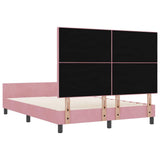 Letto a molle con testiera Rosa 140 x 200 cm Velluto