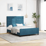 Letto a molle con testiera Blu Scuro 160 x 200 cm Velluto