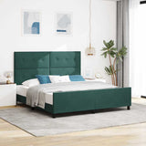 Letto a molle con testiera Verde Scuro 180 x 200 cm Velluto